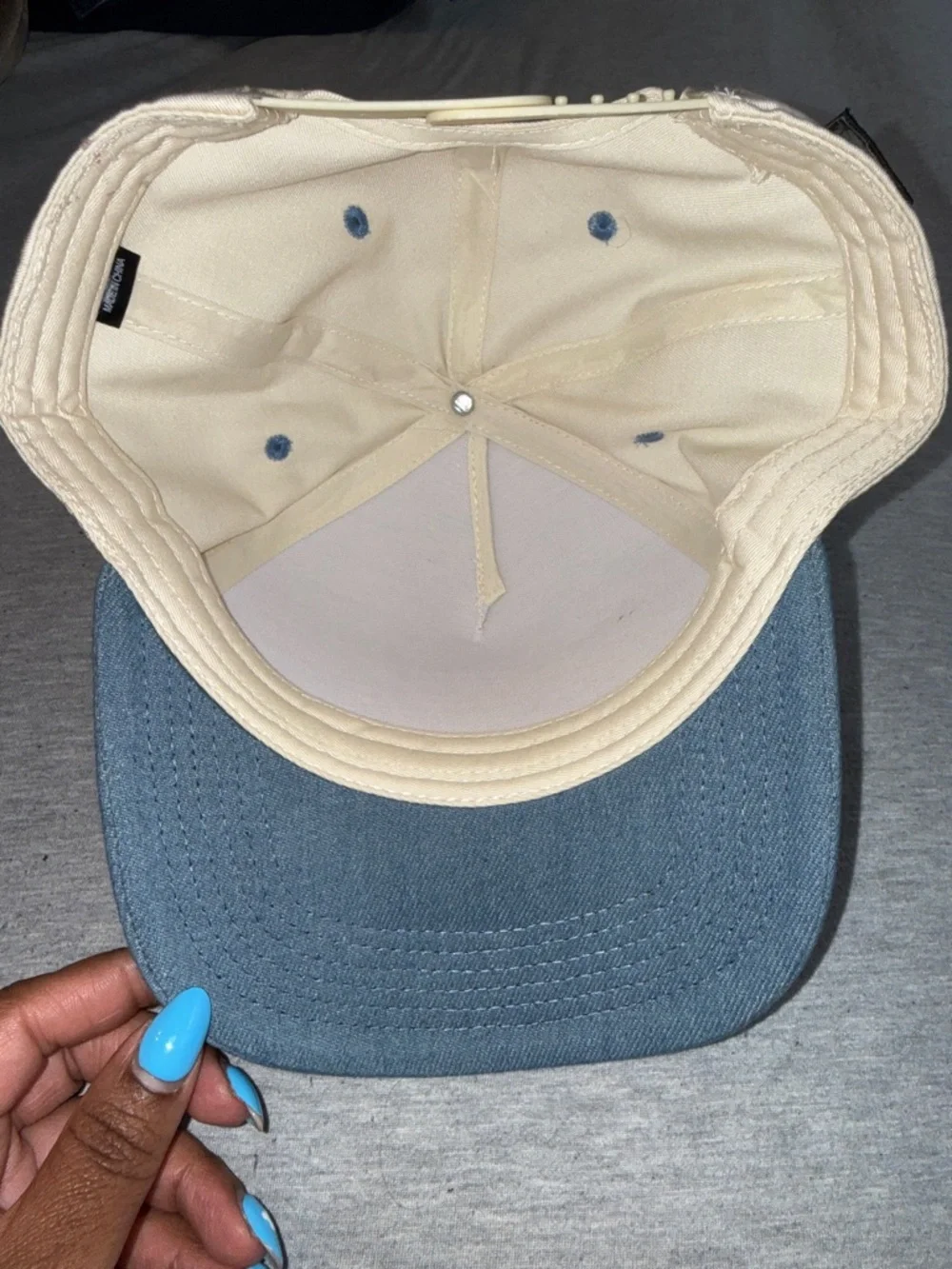 Customize Chicago Embroidered Cap in Cream & Blue